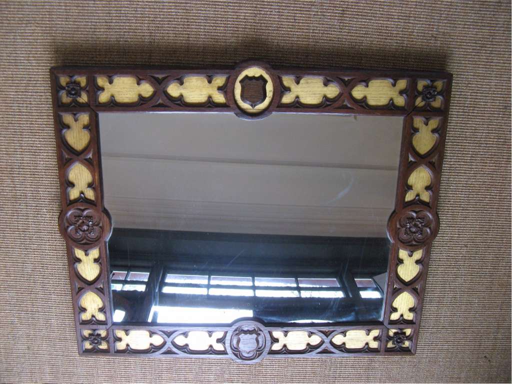 Gothic Revival frame gilt and oak mirror