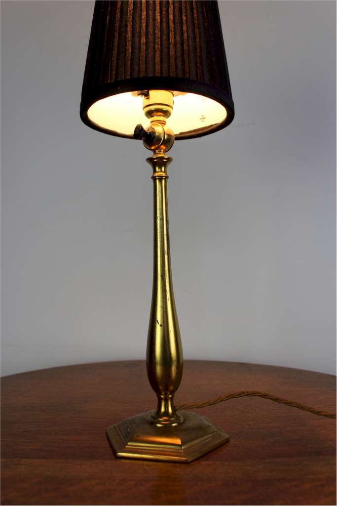 Arts and Crafts period brass table lamp by Faraday and Son