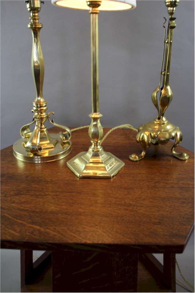 Arts and crafts period brass table lamp