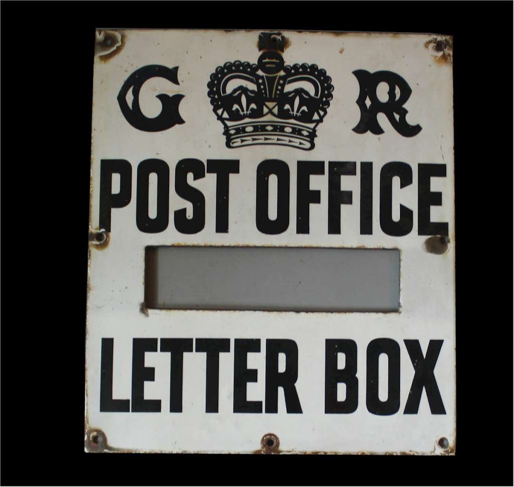 G R Post Office letter box enamel sign