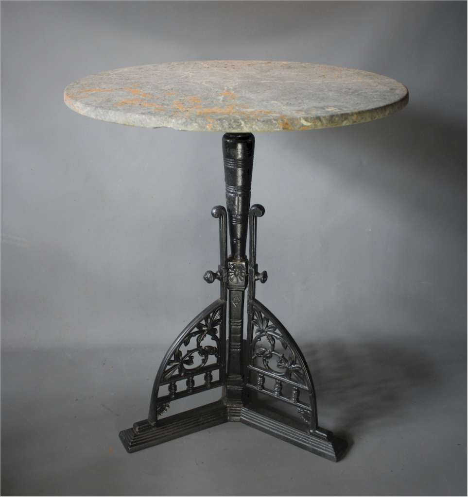 Aesthetic Movement cast iron and marble table