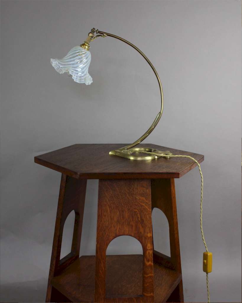 Arts and Crafts brass table lamp in the manner of Benson