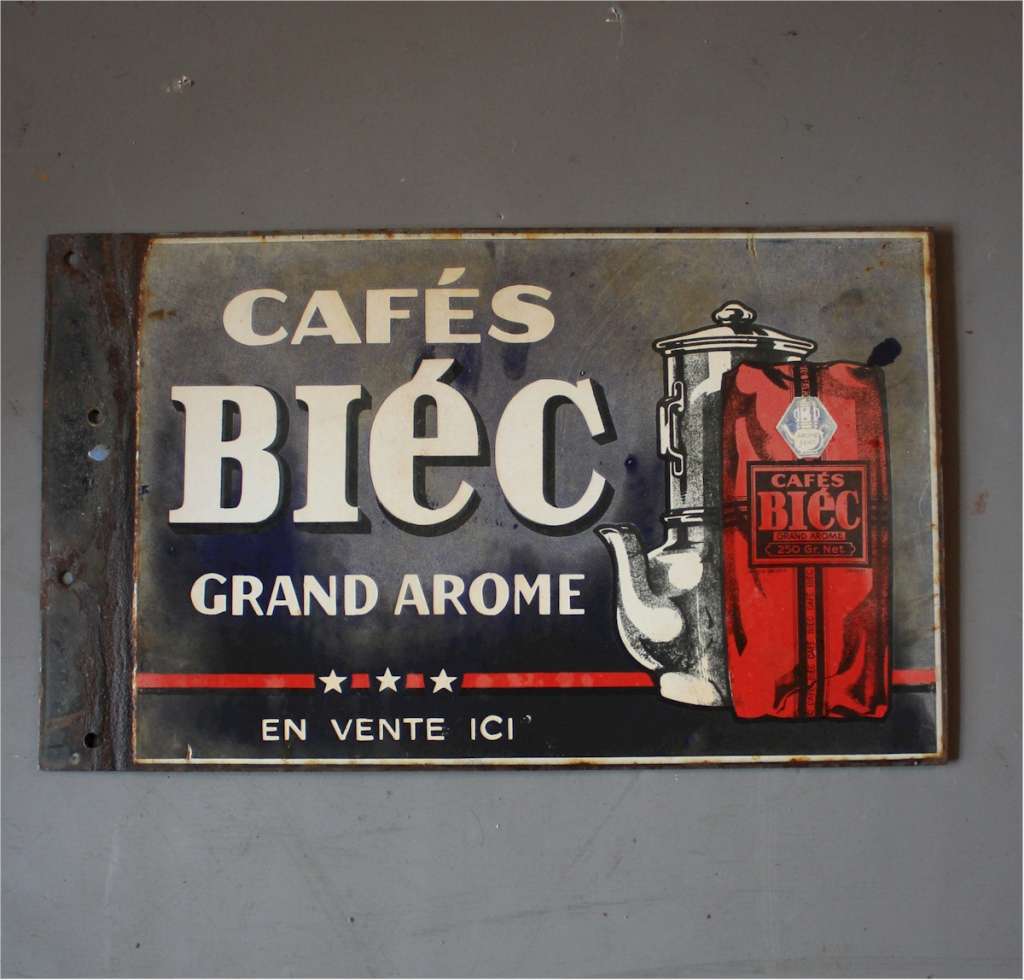 Cafe Biec enamel advertising sign