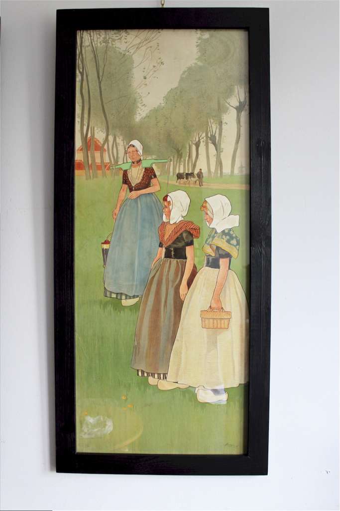 Large pair of arts and crafts nursery lithographs by H Cassiers for Lawrence and Jellicoe