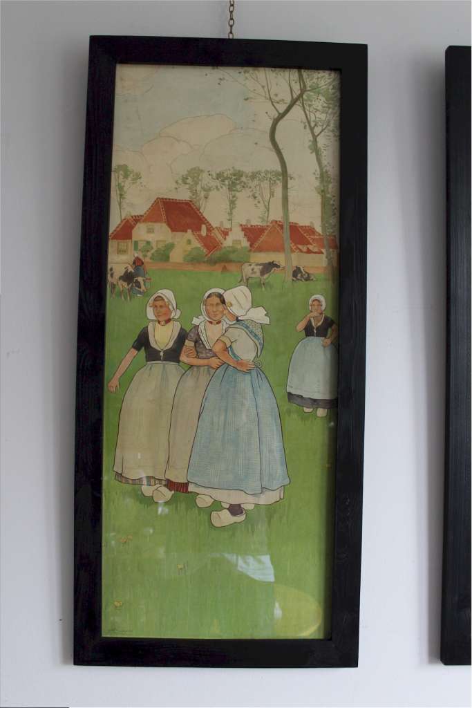 Large pair of arts and crafts nursery lithographs by H Cassiers for Lawrence and Jellicoe
