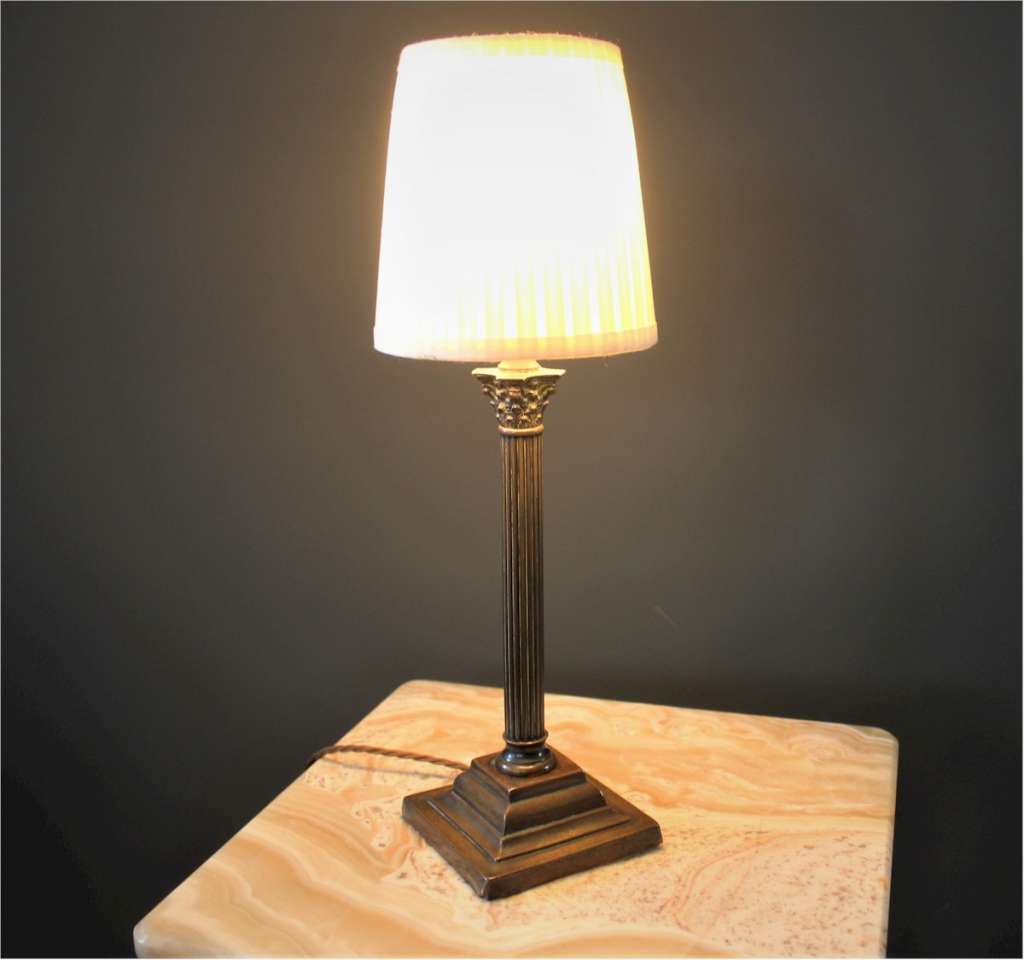 Corinthian brass table lamp