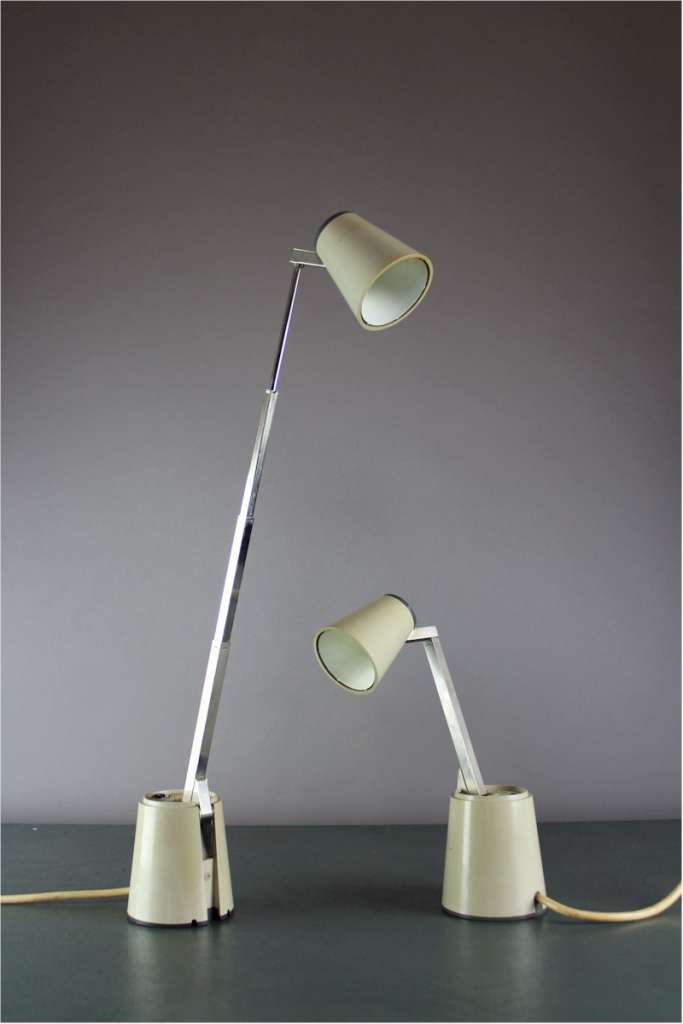 Vintage pair of Lampette collapsible reading lamps in cream finish , made in Germany