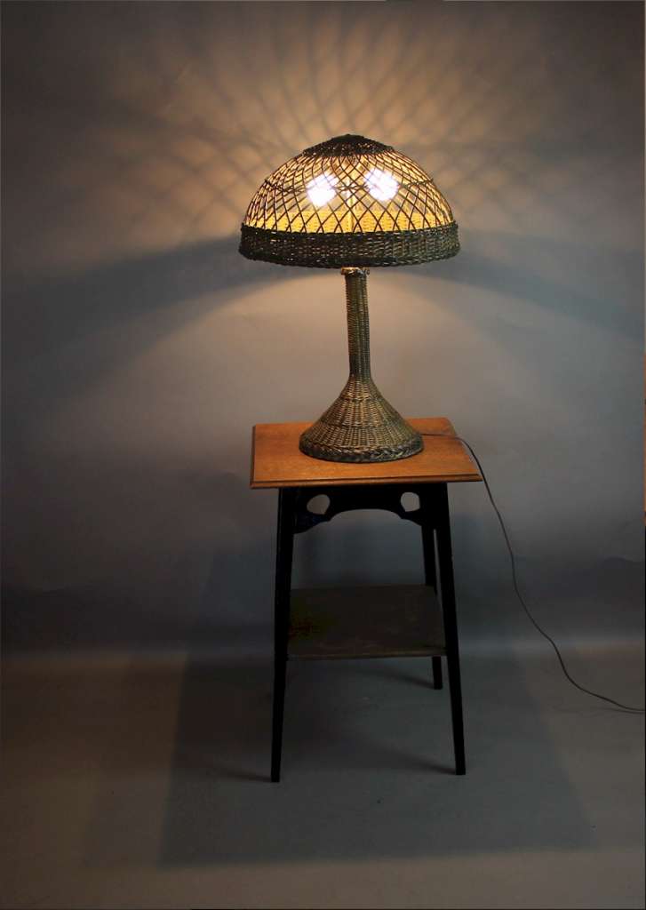 Large wicker table lamp c1920's