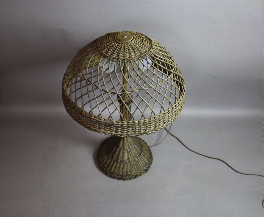 Large wicker table lamp c1920's