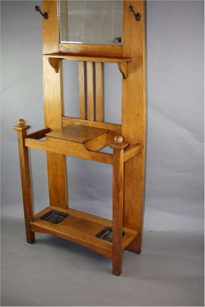 Arts and Crafts Glasgow style hallstand with inlaid maiden's head