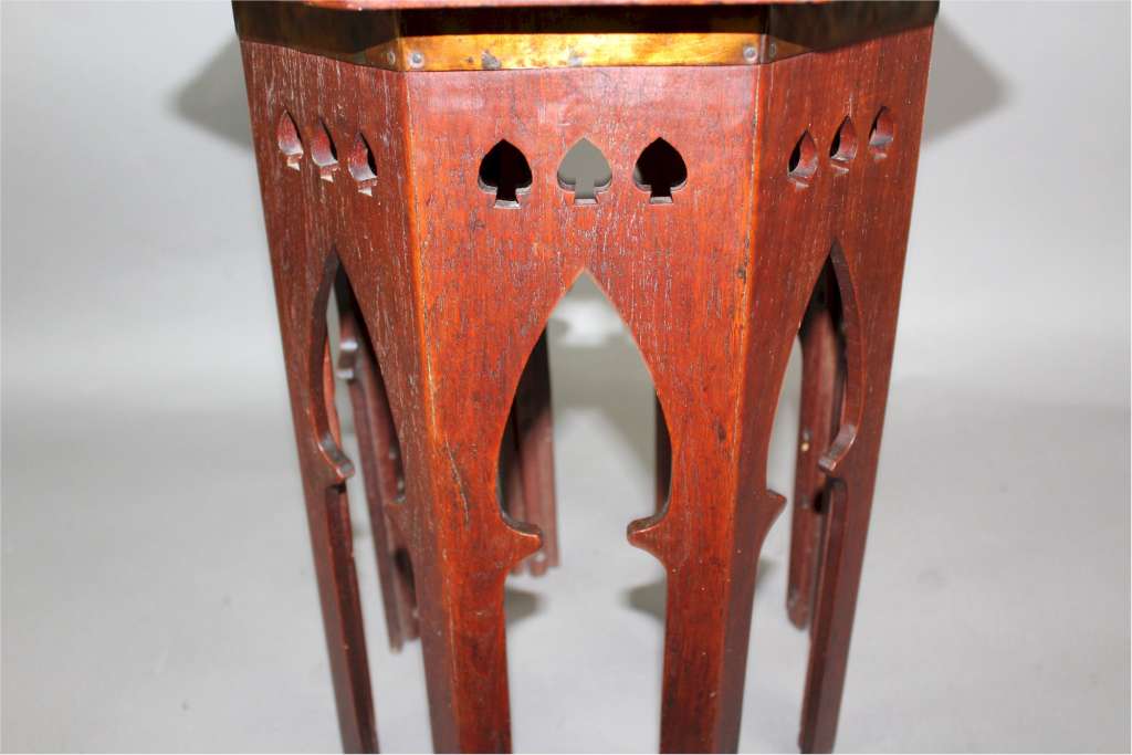 Moorish arts and crafts oak occasional / lamp table
