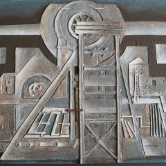 1970's  abstract plaster relief picture . Relief No 17 by Betty D Shadwell 1977