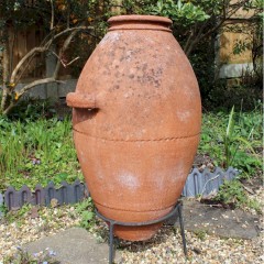 Large terracotta olive oil garden urn