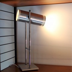 1970's stainless steel lamp with tilting cylindrical shade
