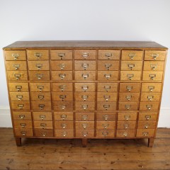 Vintage shop fitting / filing cabinet in solid oak with 63 drawers