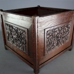 Arts and Crafts planter with carved sides