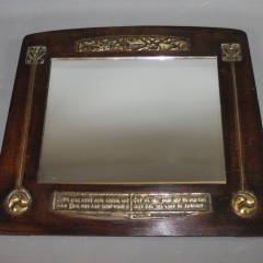 Robbie Burns motto mirror in oak and brass frame