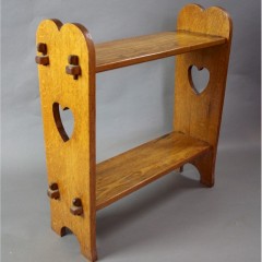 Arts and Crafts pegged  heart cut out side / book table c1900