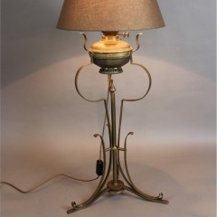 Large Victorian converted brass oil lamp