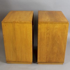 Pair of oak Cotswold School bedside cabinets with exposed dovetails