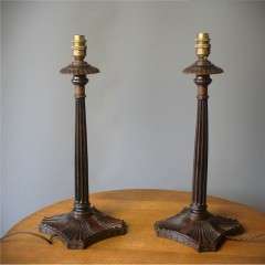 pair of mahogany table lamps