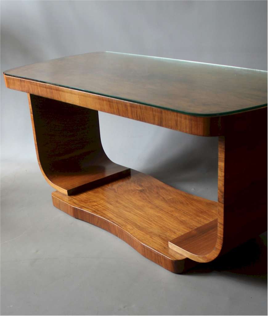 Art Deco Walnut U Based coffee table