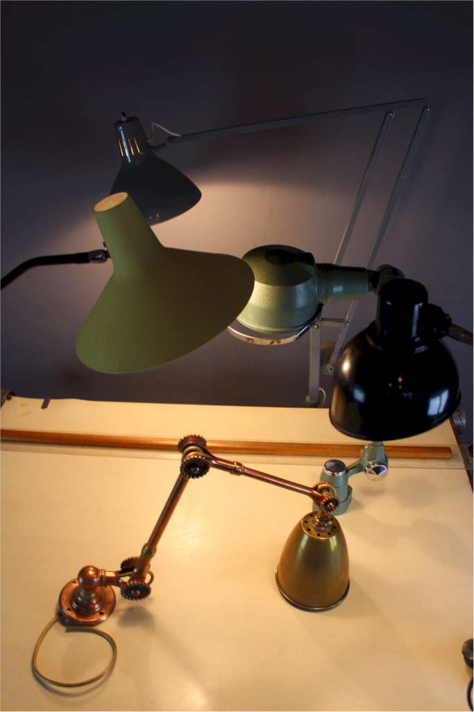 1950's vintage French Industrial adjustable desk lamp