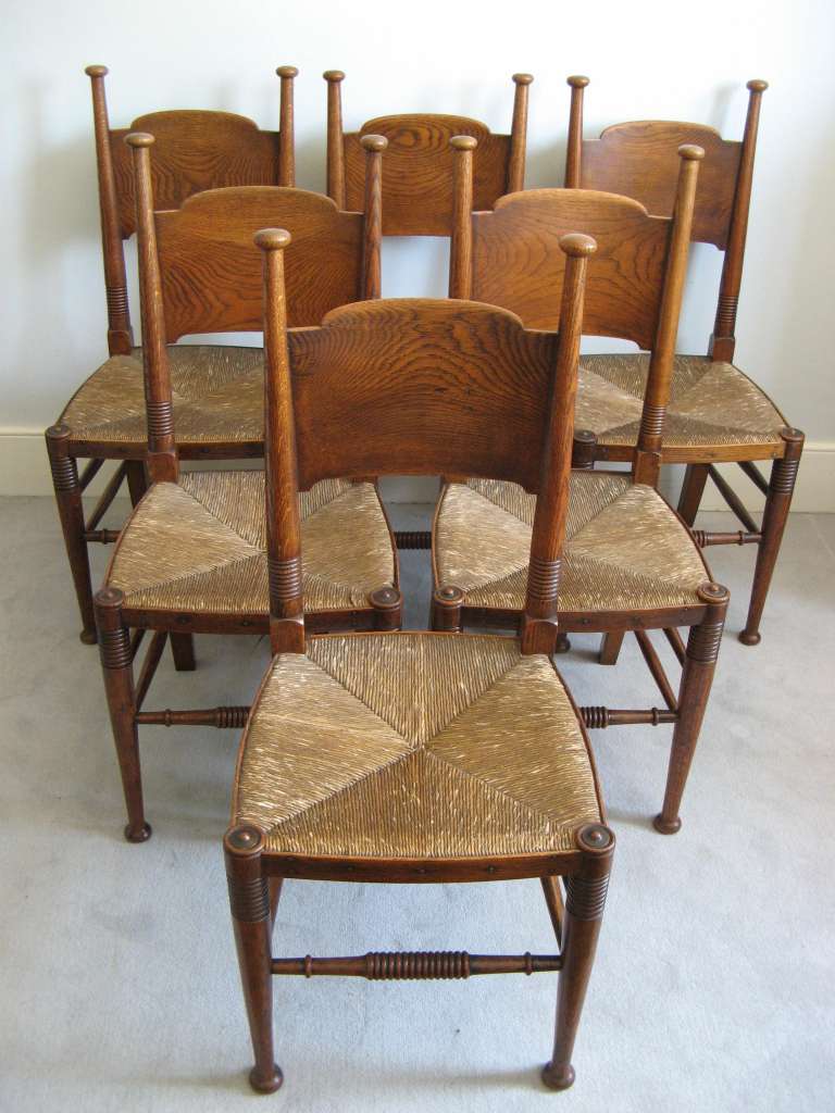 Set of six Arts and Crafts dining chairs by William Birch