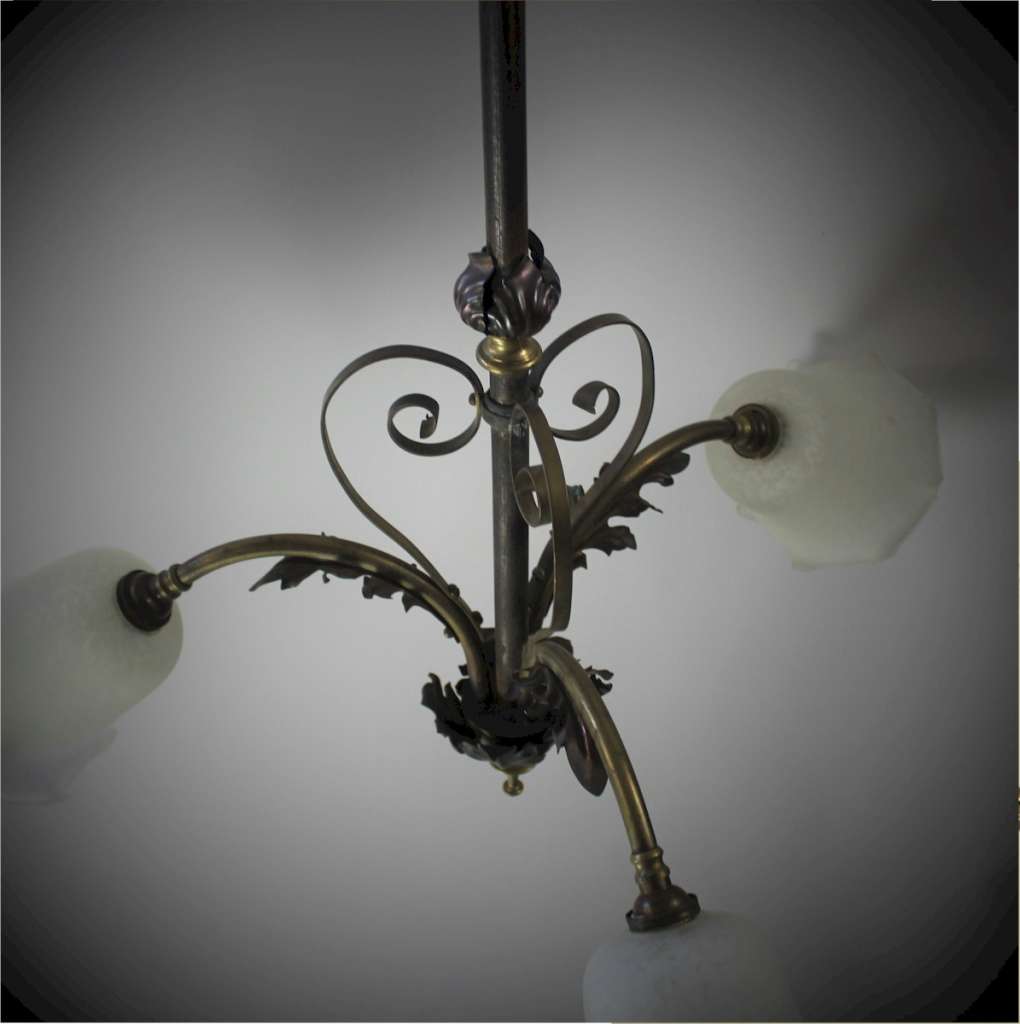 Three branch arts and crafts ceiling light