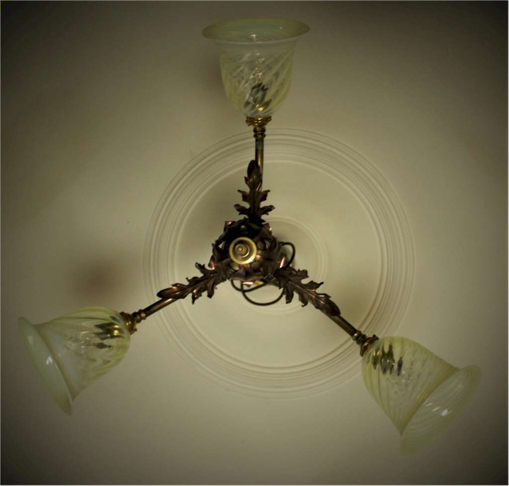  Arts and crafts three branch ceiling light