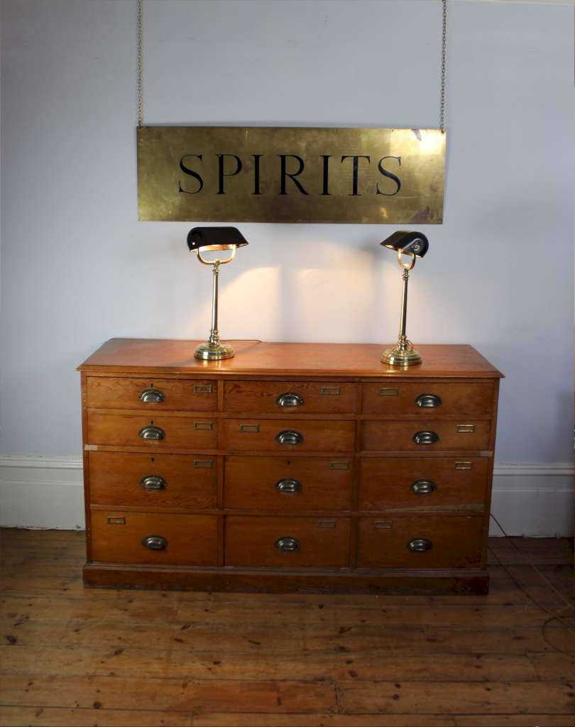 old brass bar sign Spirits