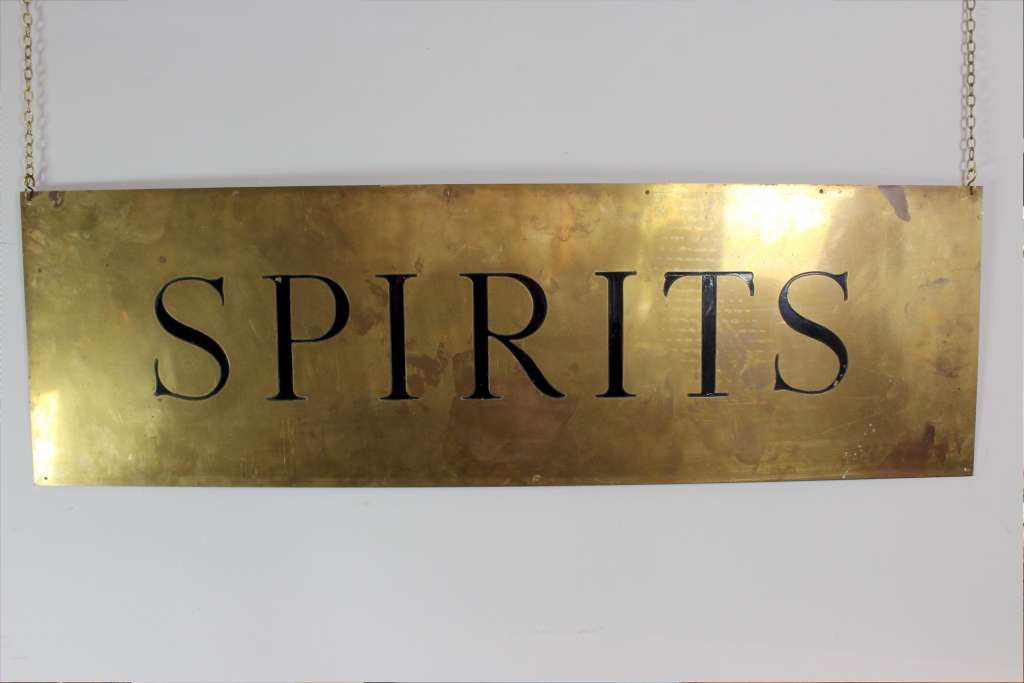 old brass bar sign Spirits