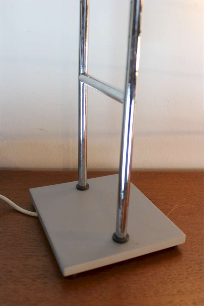 1970's stainless steel lamp with tilting cylindrical shade
