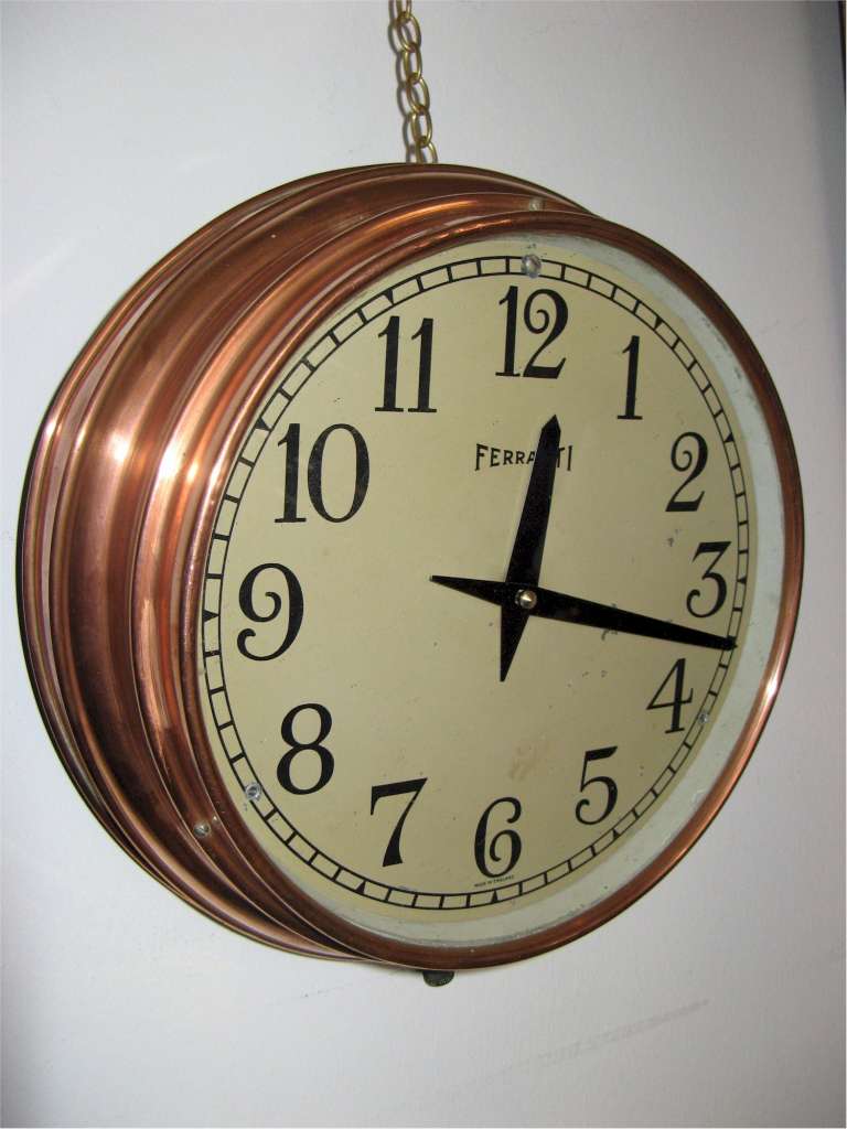 Ferranti copper circular wall clock from the art deco period.
