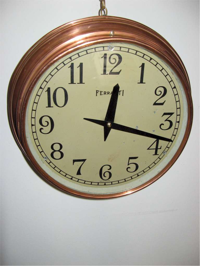 Ferranti copper circular wall clock from the art deco period.