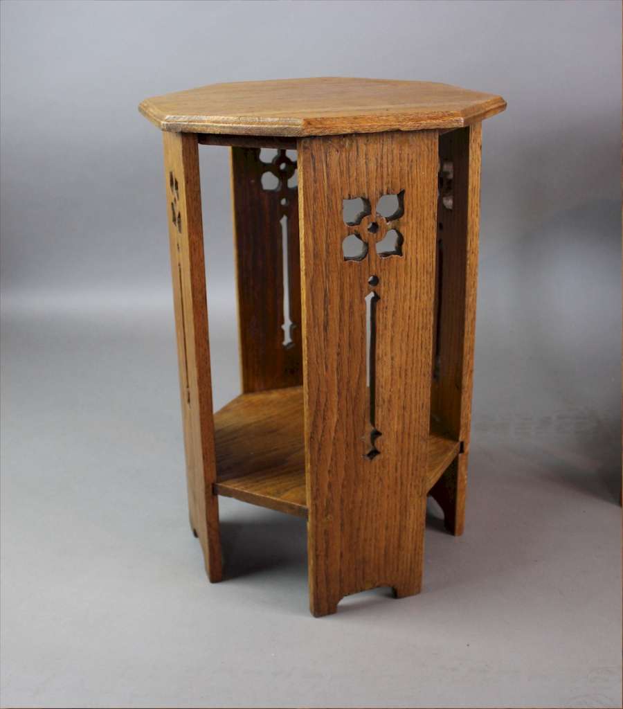 Small arts and crafts lamp table c1900