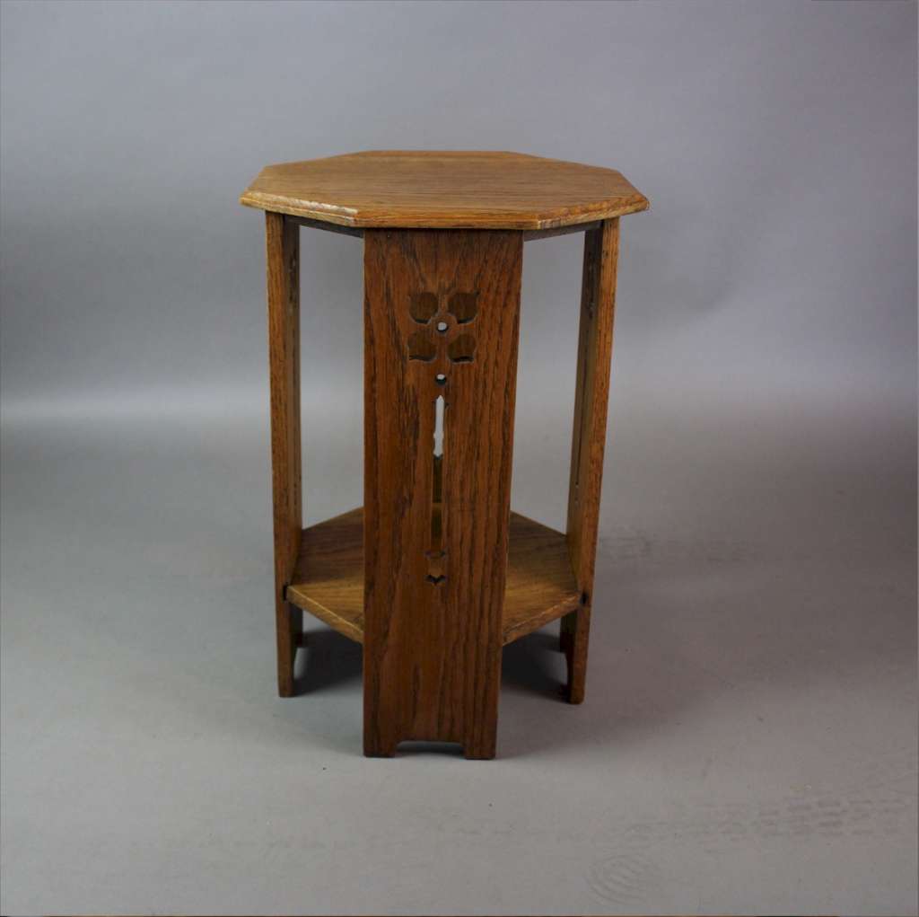 Small arts and crafts lamp table c1900