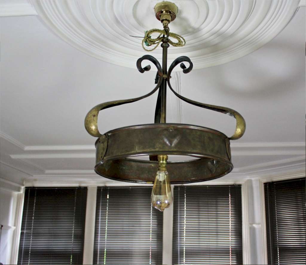 Arts and Crafts brass ceiling light
