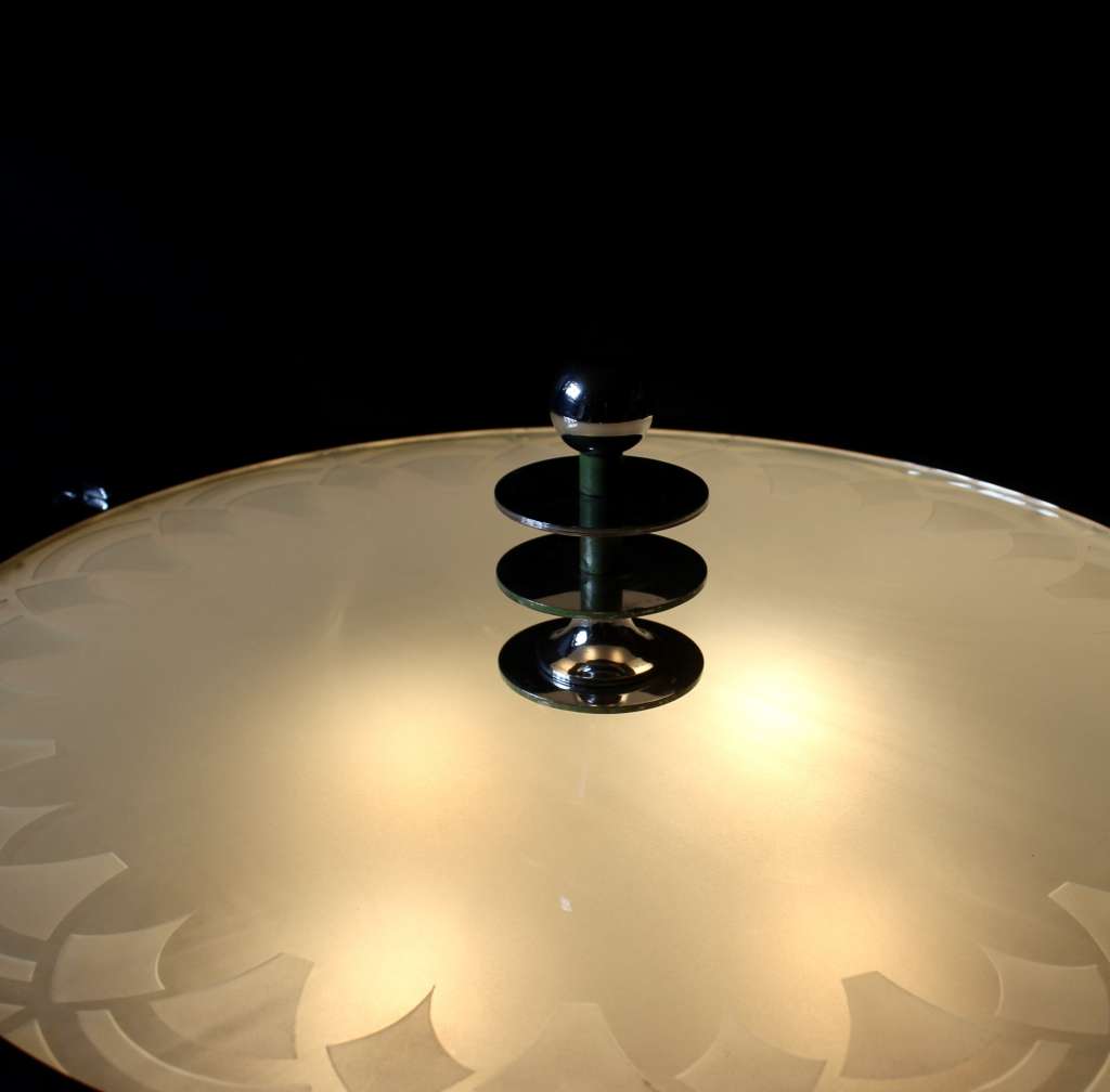 Art Deco chrome and glass ceiling light
