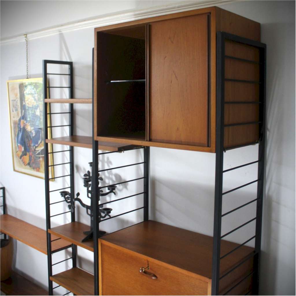 Mid Century Teak Shelving System by Ladderax