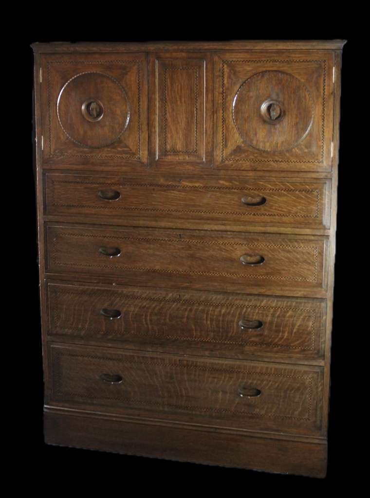 Arts and Crafts rare Ambrose Heal Owl cabinet in oak