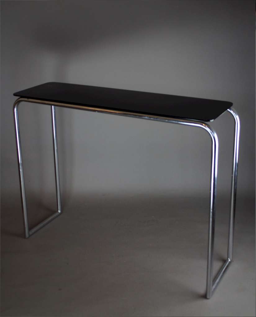 1930's Modernist chromed tubular steel console table by PEL