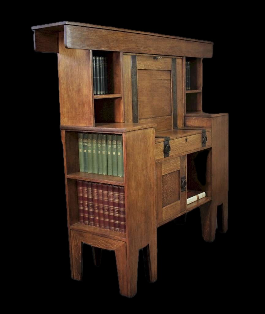 Liberty & Co Arts and crafts oak bureau designed by Leonard Wyburd.