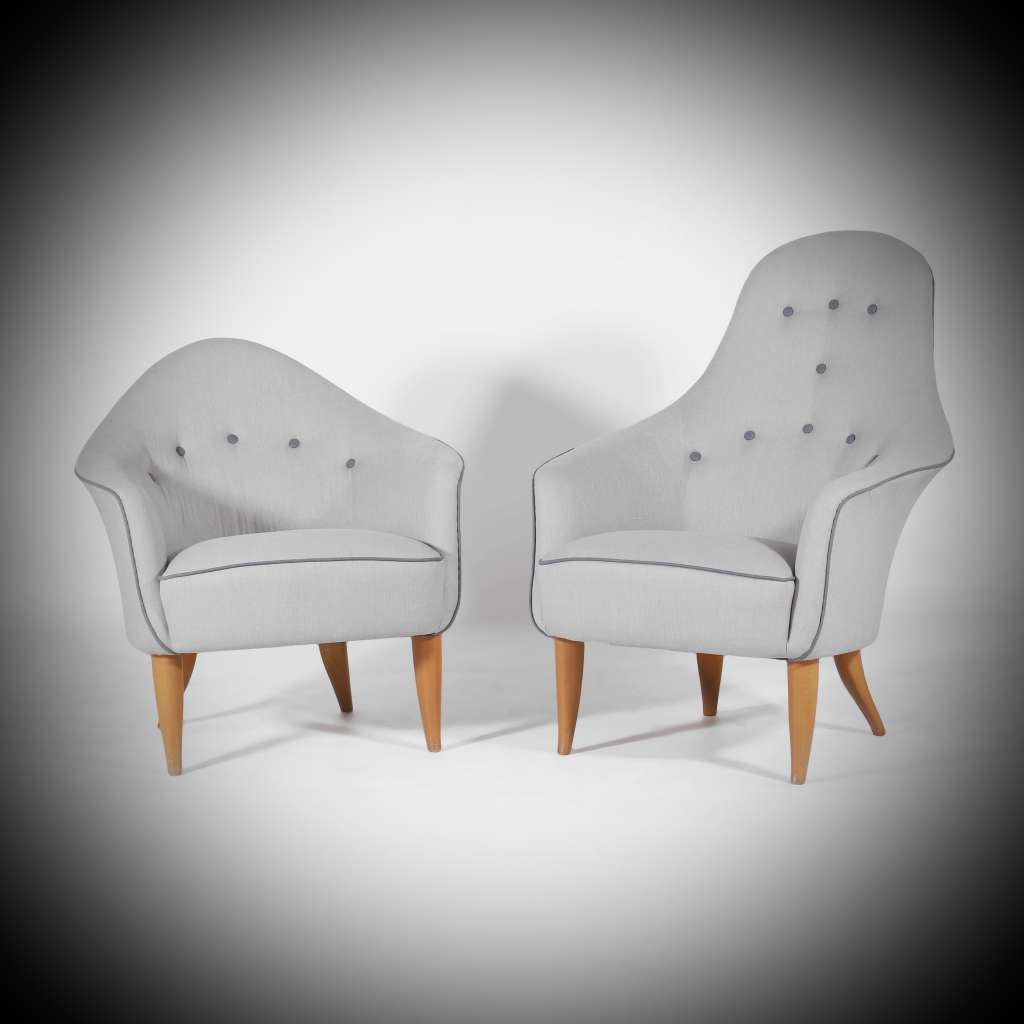 Pair Of Adam and Eve Swedish Armchairs By Kerstin Horlin Holmquist