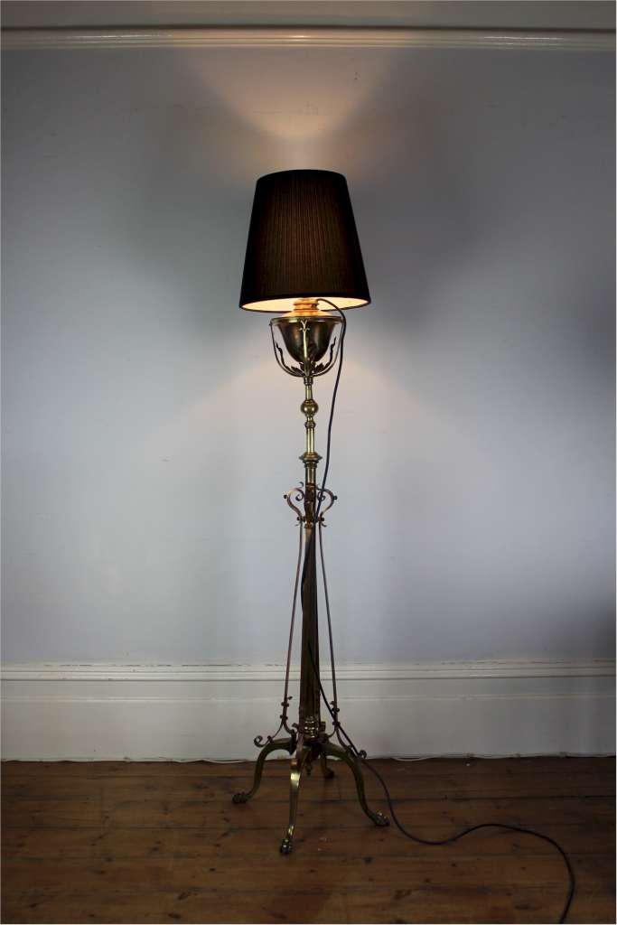 Arts and Crafts brass and copper floor / standard lamp most probably by W.A.S Benson.