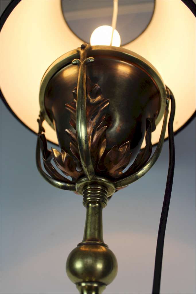 Arts and Crafts brass and copper floor / standard lamp most probably by W.A.S Benson.