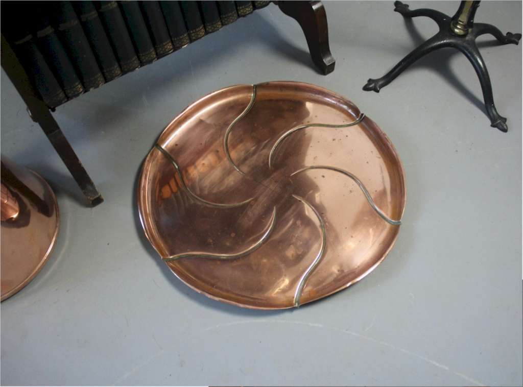 W.A.S Benson arts and crafts Lily Pad copper tray