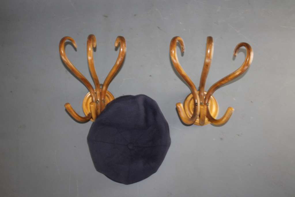 Pair of bentwood wall mounted hat racks