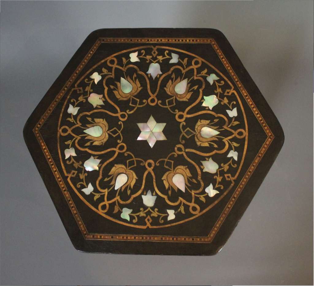 Syrian Moorish Black inlaid table