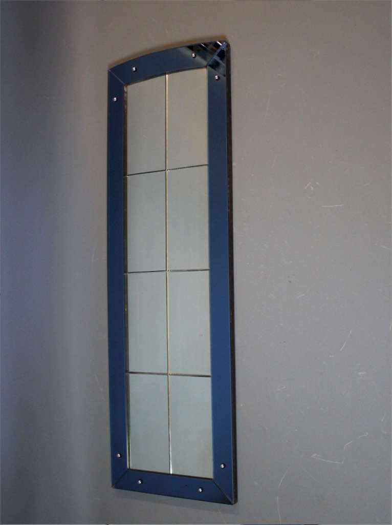 Art Deco blue framed mirror